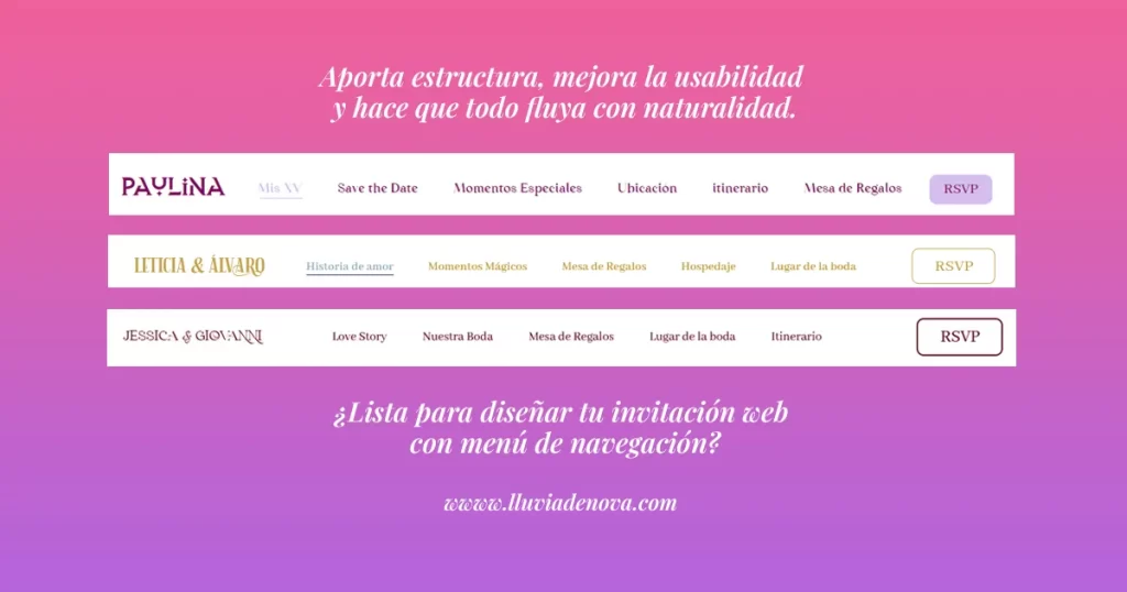 Menú de Navegación | Invitaciones Digitales Lluvia de Nova